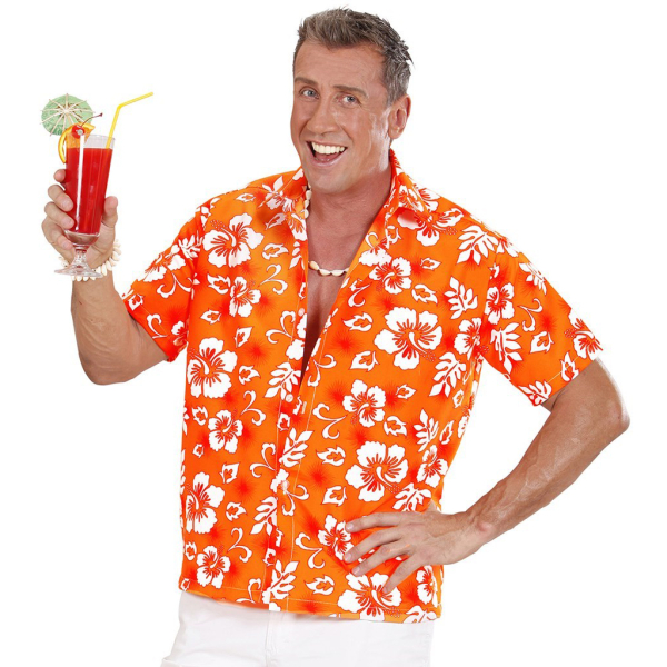 Camisa hawaiana naranja T-ML