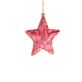 Estrella rosa con perlas