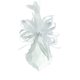 COLGANTE CON PLUMA Y LAZO 15X21,5 BLANCO